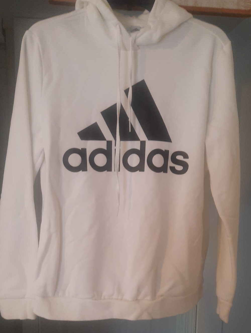 adidas White Pullover Hoodie with Black Logo
